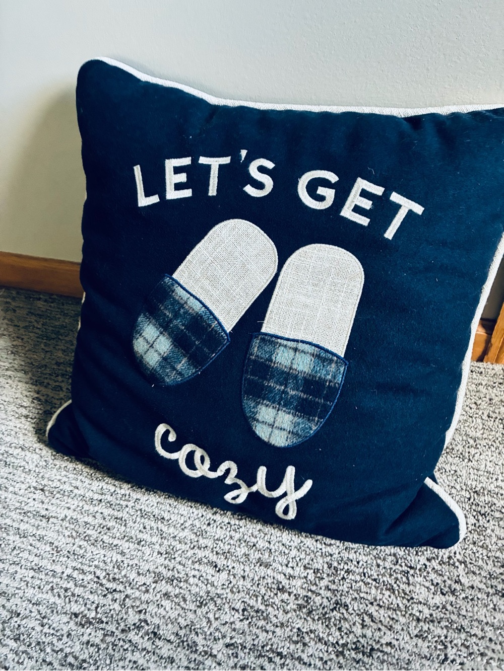 Woolrich Navy Blue "Let's Get Cozy" Accent Pillow